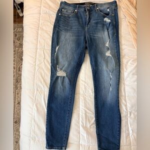 Torrid Blue Distressed Skinny Jeans